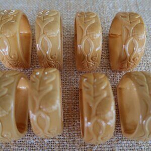 8 Ceramic Gold Harvest Autumn Napkin Rings Holders